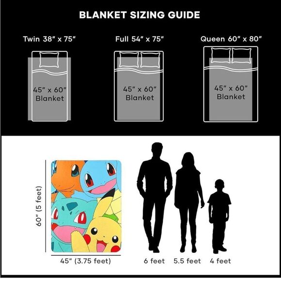 Pokemon, Meet the Group" Fleece Throw Blanket, 45" x 60", Multi Color - Picture 7 of 7